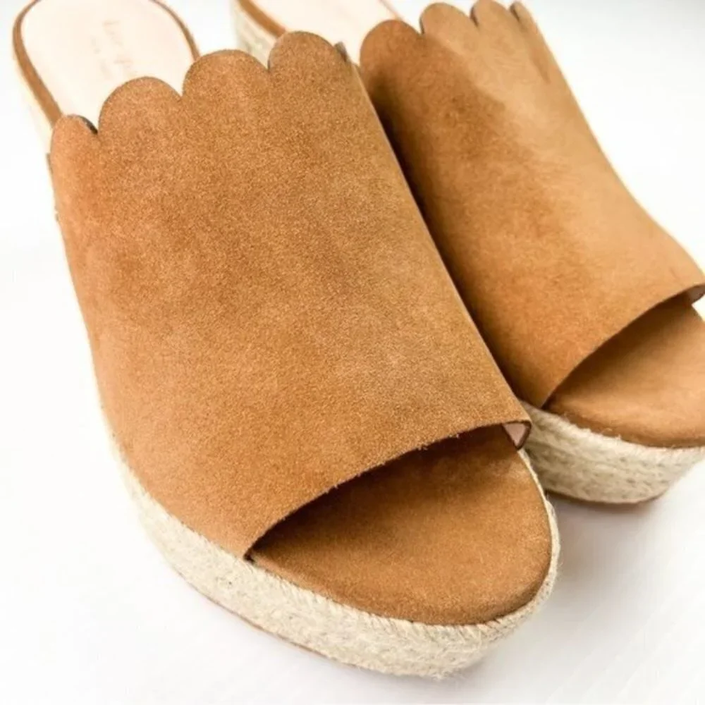 Kate Spade New York Brown Leather Tabby Sandal Espadrille women's size 10